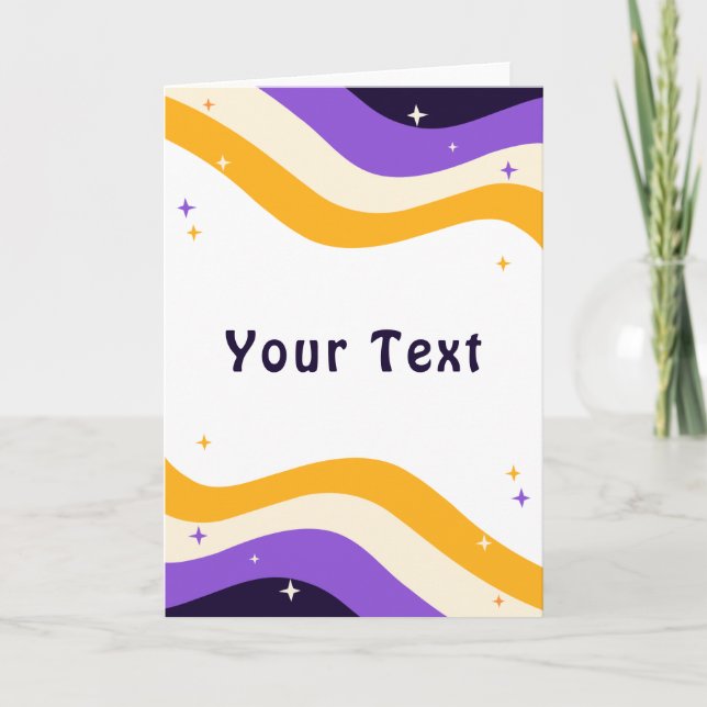 Non - Binary Flag Colors Pride & Sparkles Add Text Card (Front)