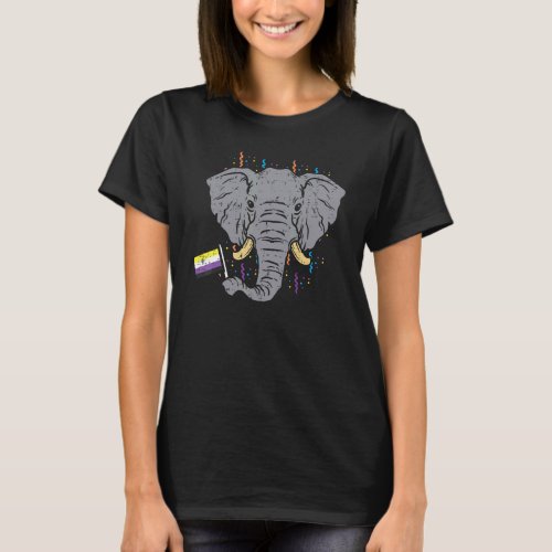 Non Binary Flag Elephant Lgbt Pride Month Nb Ally  T_Shirt