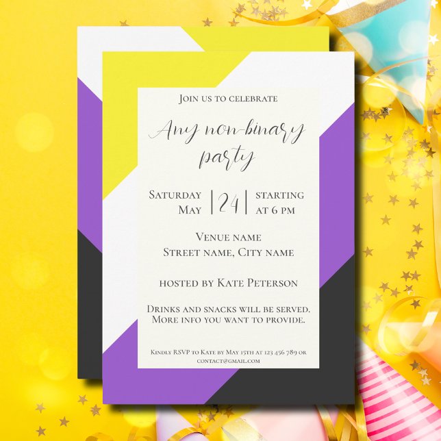 Non-binary flag party celebration invitation (Creator Uploaded)