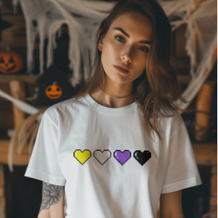 Non-binary Flag Pixel Heart T-Shirt