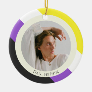 Non-binary flag pride gift photo Ornament