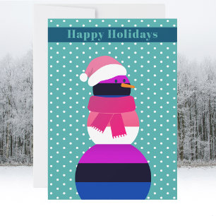 Non-binary flag snowman christmas Holiday Card