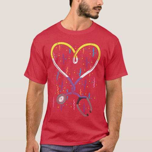 Non_Binary Flag Stethoscope Heart Nurse RN Scrub P T_Shirt