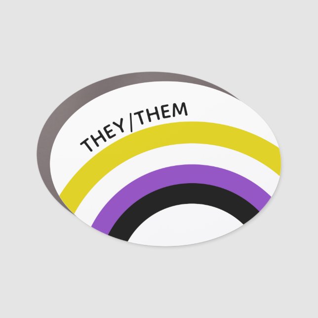 Non-Binary Flag They Them Custom Pronouns Car Magnet (Front)
