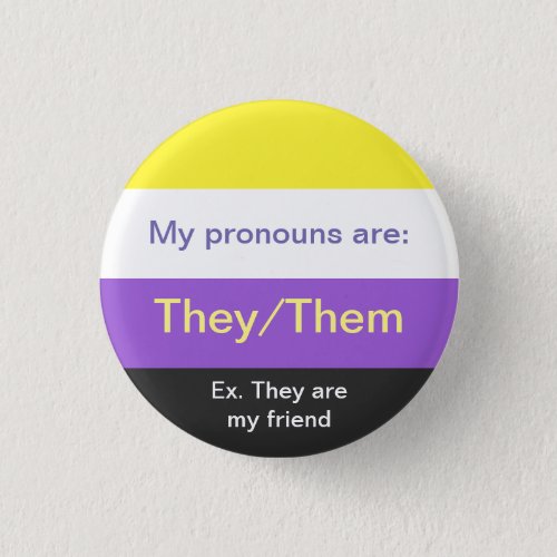 Non_binary flag theythem pronouns button