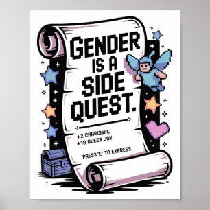 Non-binary Gamer Gender Is A Side Quest Video Game Poster