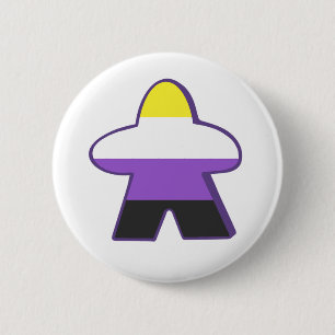 Non-binary Gamer Meeple Button