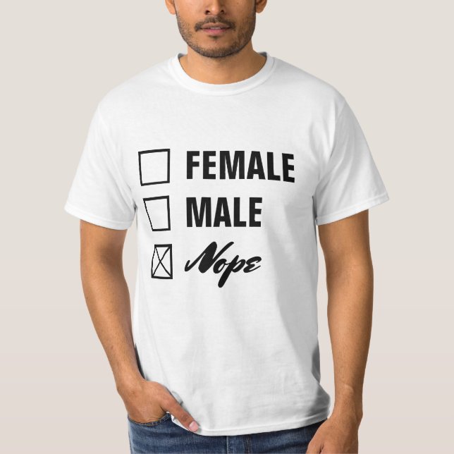 Non-Binary Gender Checklist Black Text T-Shirt (Front)