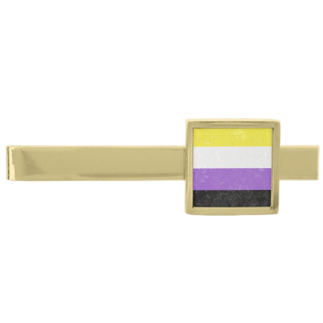 Non-binary Gold Finish Tie Bar (Front)