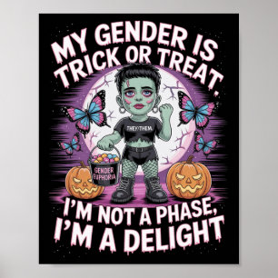 Non-binary Halloween Frankenstein Pronouns Not A P Poster