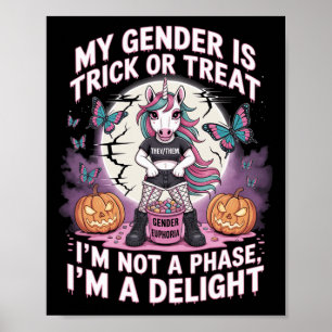 Non-binary Halloween Unicorn Pronouns Not A Phase Poster