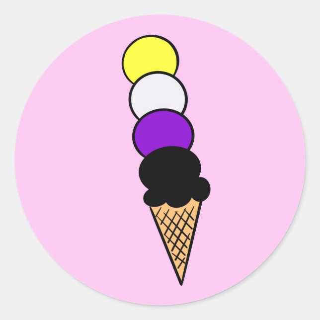 Non-Binary Ice Cream Cone (LGBTQ+ Ice Creams Pride Classic Round Sticker (Front)