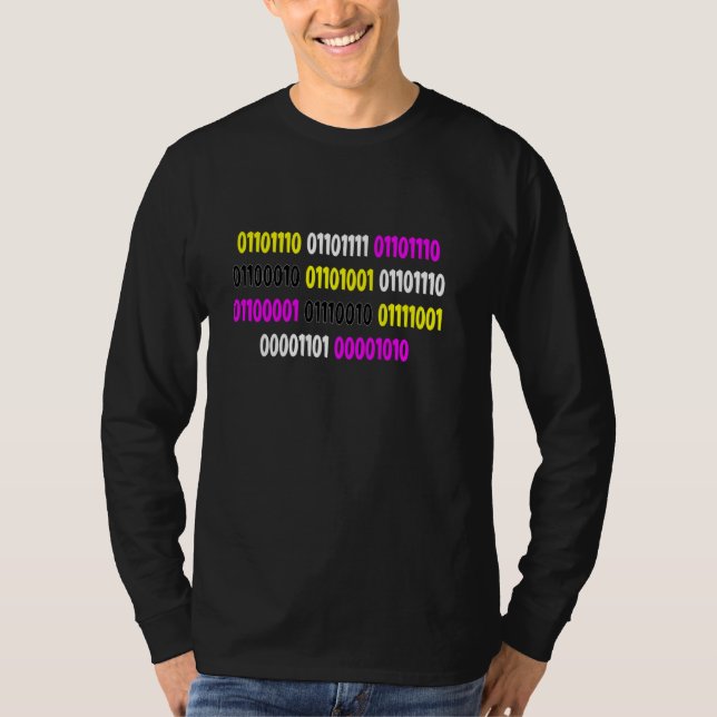 Non Binary In Binary  Flag Colours T-Shirt (Front)