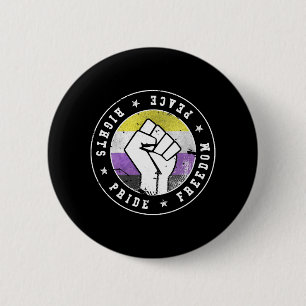 Non Binary LGBT Flag Emblem W grunge Button