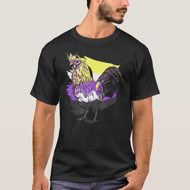 Non Binary  Non Binary Chicken Lgbt Agender Suppor T-Shirt (Front)