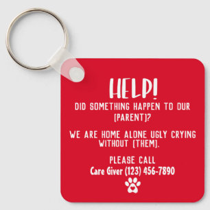 Non-binary Pet Emergency Personalized Keychain