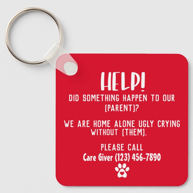 Non-binary Pet Emergency Personalized Keychain (Front)