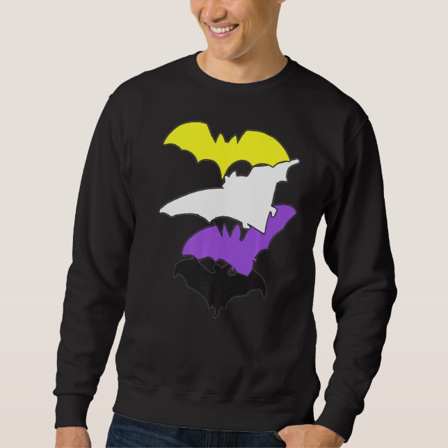 Non Binary Pride Bat  Lgbtq Proud Nonbinary Flag C Sweatshirt (Front)