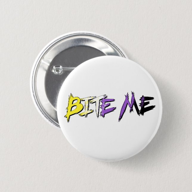 Non-Binary Pride Bite Me Button (Front & Back)