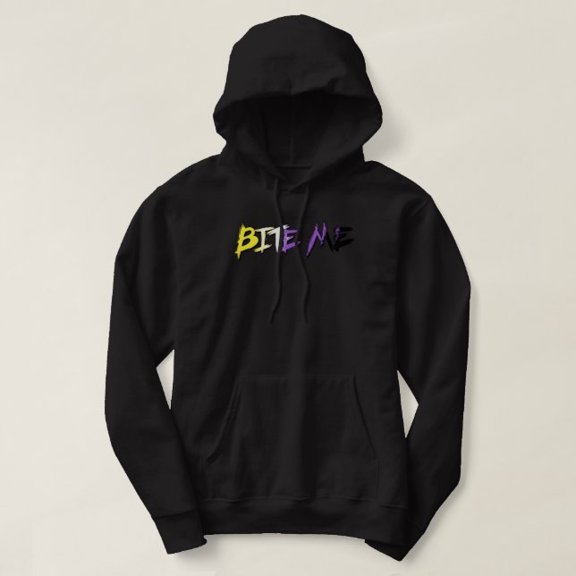 Non-Binary Pride Bite Me Hoodie (Design Front)