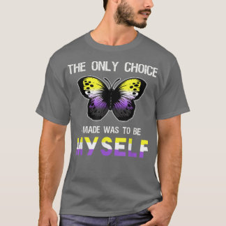 Non Binary Pride Butterfly Funny LGBT Nonbinary Fl T-Shirt