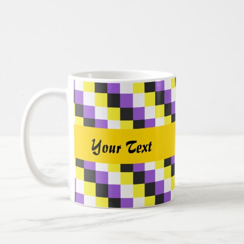 Non_binary pride colors checkered pattern  coffee  coffee mug