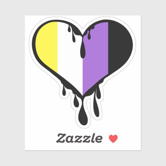 Non-Binary Pride Dripping Heart Sticker (Sheet)