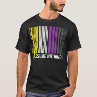 Non Binary Pride Flag Barcode Agender Genderfluid  T-Shirt