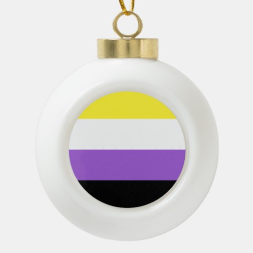 Non Binary Pride Flag Ceramic Ball Christmas Ornament