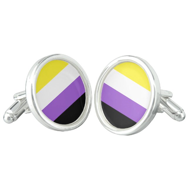 Non Binary Pride Flag Cufflinks (Angled)