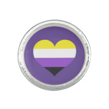 Non Binary Pride Flag Heart Nonbinary Pride Round