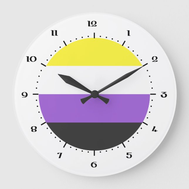 Non-Binary Pride flag Large Clock (Front)