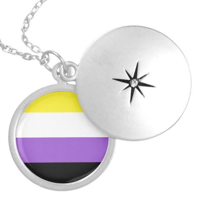 Non Binary Pride Flag Locket Necklace (Front)