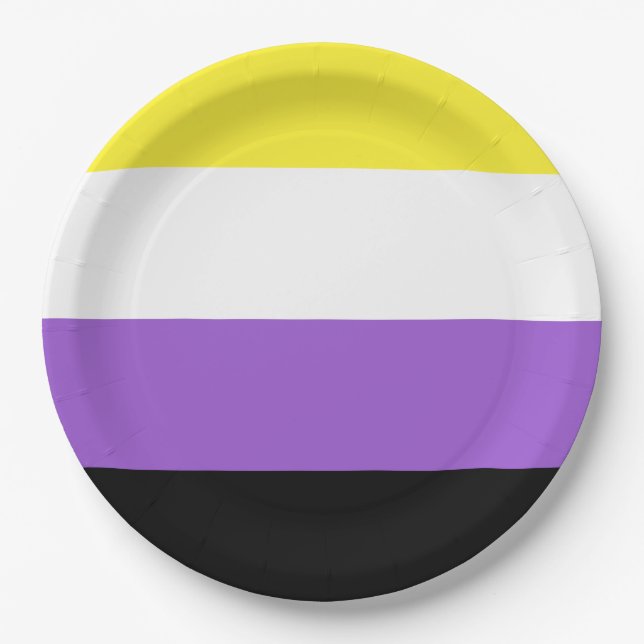 Non Binary Pride Flag Paper Plates (Front)