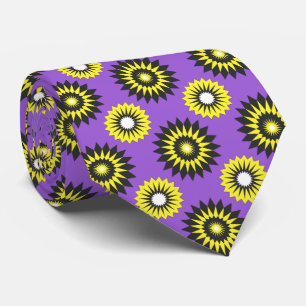 Non-binary pride flag / purple flower pattern neck tie