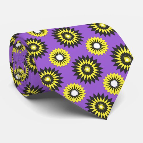 Non_binary pride flag  purple flower pattern neck tie