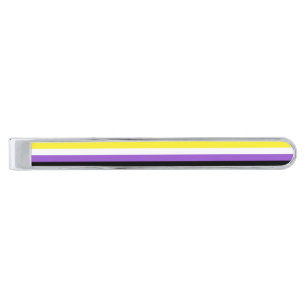 Non Binary Pride Flag Silver Finish Tie Bar