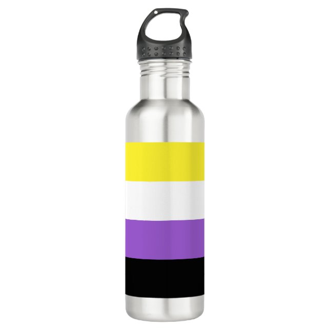 Non Binary Pride Flag Stainless Steel Water Bottle (Front)