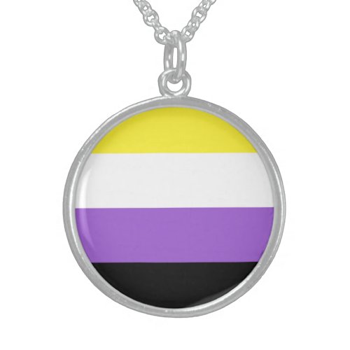 Non Binary Pride Flag Sterling Silver Necklace