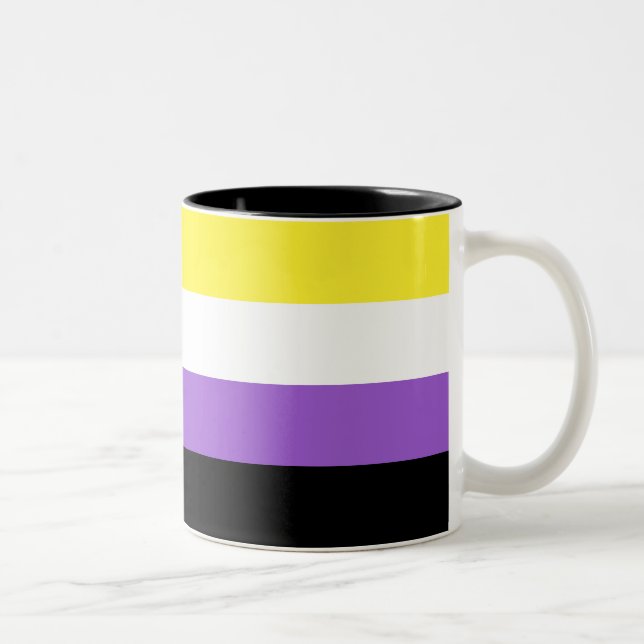 Non Binary Pride Flag Two-Tone Coffee Mug (Right)