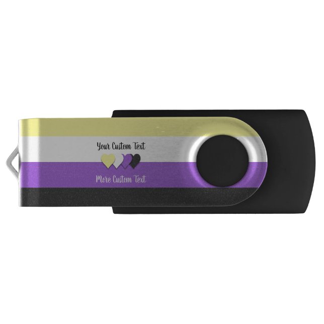 Non-binary pride flag with hearts flash drive (Back)