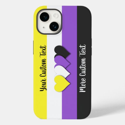 Non_binary pride flag with text Case_Mate iPhone 14 case