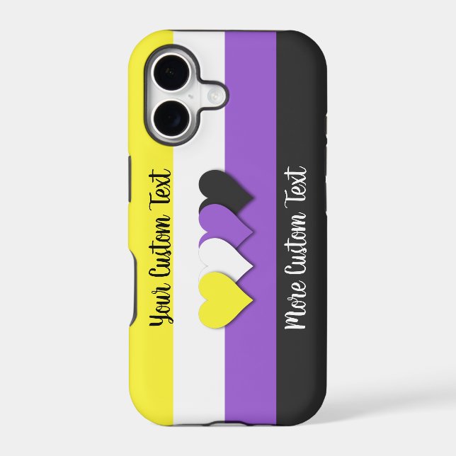 Non-binary pride flag with text iphone case (Back)