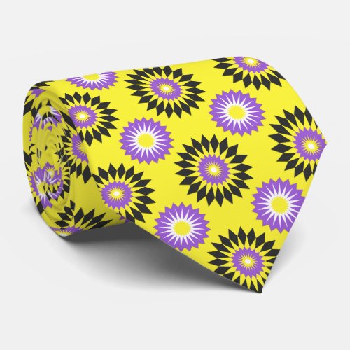 Non_binary pride flag  yellow flower pattern neck tie