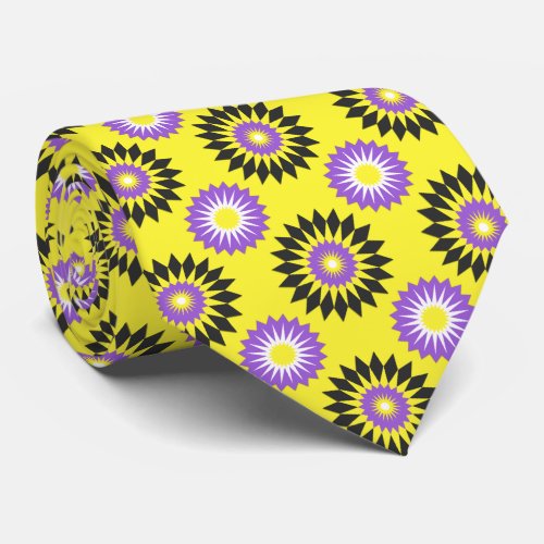 Non-binary pride flag / yellow flower pattern neck tie Non-binary pride flag / yellow flower pattern neck tie
