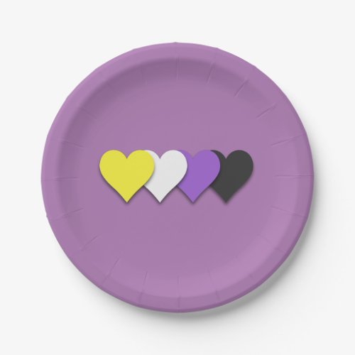 Non_binary pride hearts  paper plates