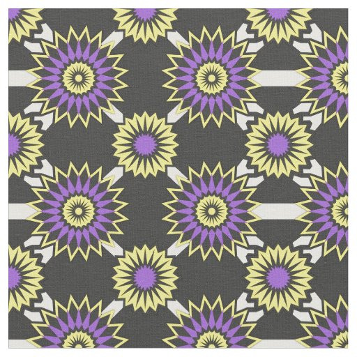 Non-Binary Pride seamless black floral pattern Fabric