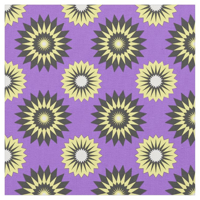 Non-Binary Pride seamless purple floral pattern Fabric (Close Up)