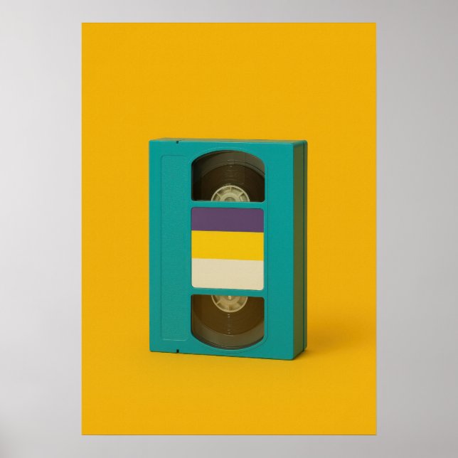 Non-Binary Pride VHS Tape - Retro Pop Art Poster (Front)