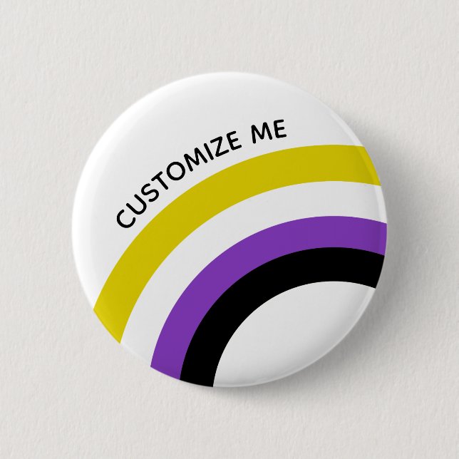 Non-Binary Rainbow Non Binary Flag Custom Button (Front)